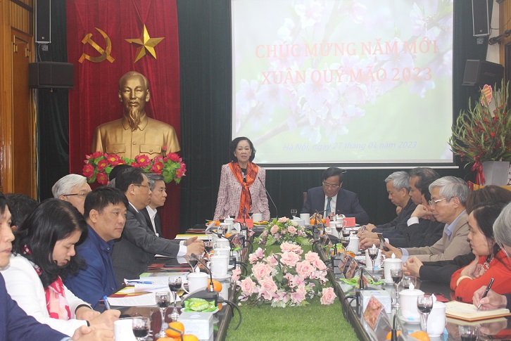 Đồng chí Trương Thị Mai, Ủy viên Bộ Chính trị, Bí thư Trung ương Đảng, Trưởng ban Tổ chức Trung ương chúc Tết Hội NCT Việt Nam